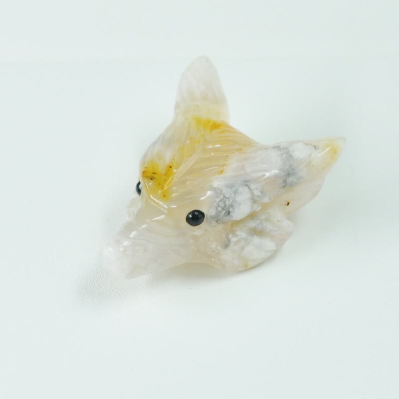 Decorazione in pietra preziosa con testa di lupo guardiano spirituale Olivenorma - Agata fiore di ciliegio - Con carta - image 35