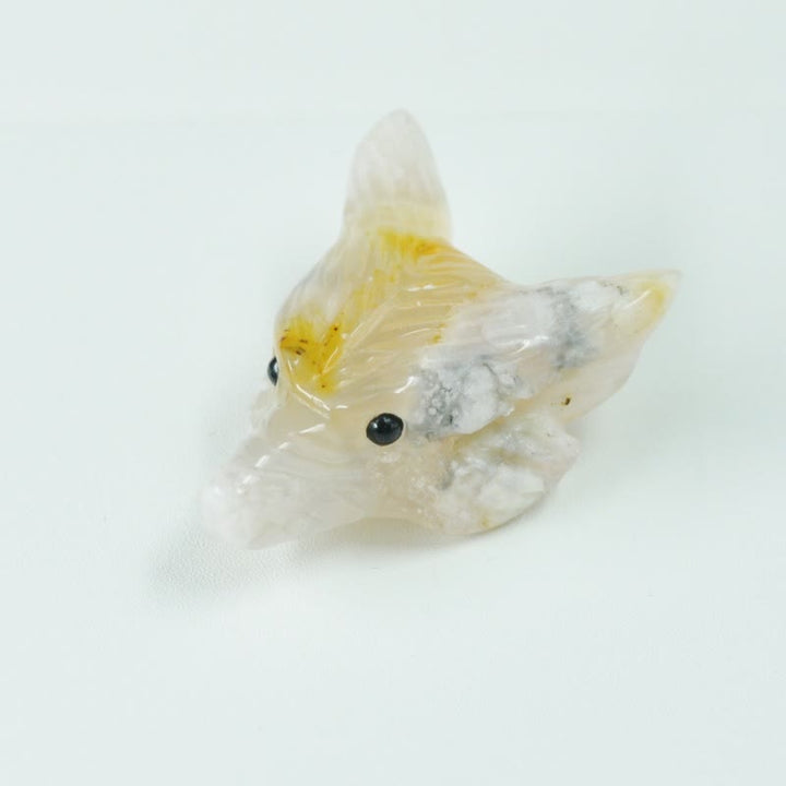 Decorazione in pietra preziosa con testa di lupo guardiano spirituale Olivenorma - Agata fiore di ciliegio - Con carta - image 35