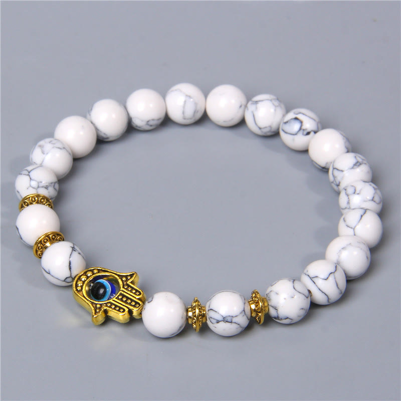 Olivenorma Evil Eye Hamsa 8mm Bracciale da uomo con perline naturali 