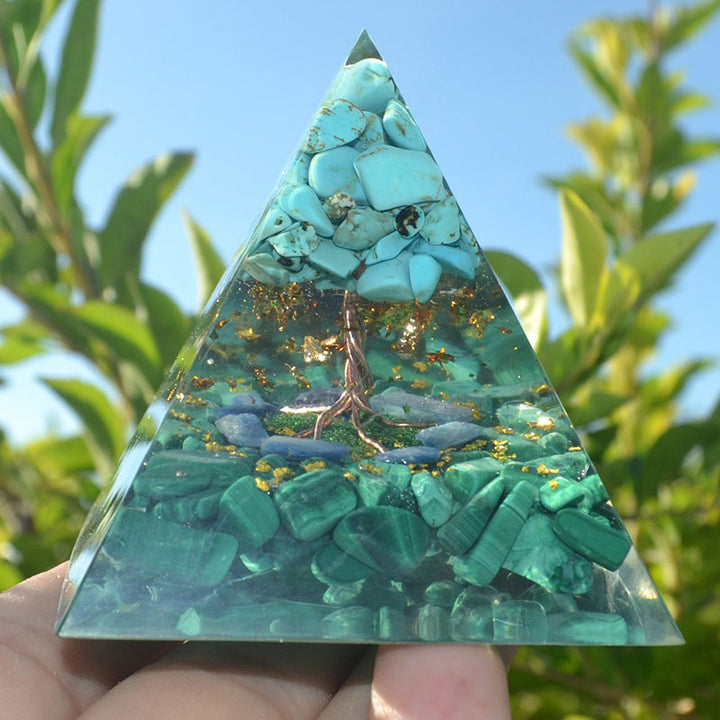 Olivenorma Turchese con Malachite Albero della Vita Piramide Orgonica