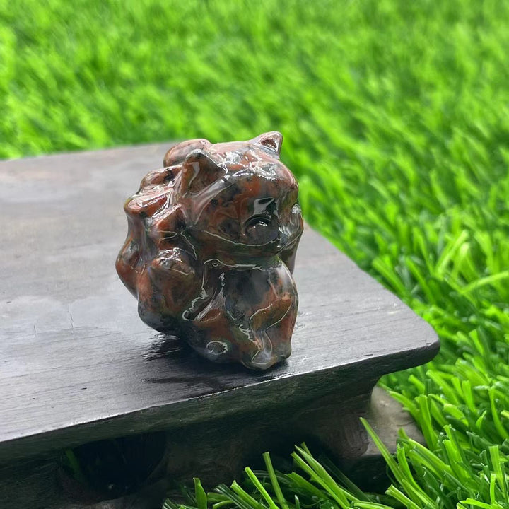 Olivenorma Pietra Naturale 3cm Decorazione in Pietra Preziosa a Forma di Volpe a Nove Code 