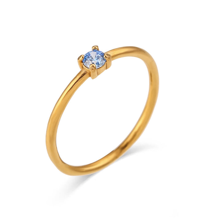 Anello Olivenorma Simple Birthstone in acciaio inossidabile placcato 18k