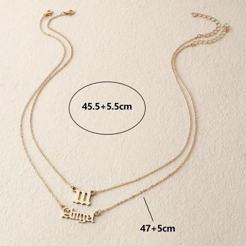 Collana doppia delicata con numero angolare e angelo Olivenorma 