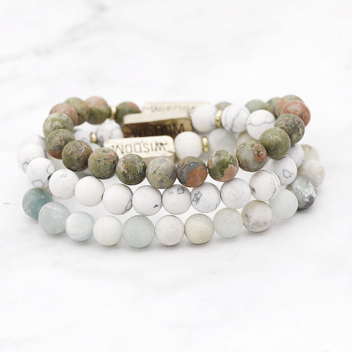 Bracciale con incisione della saggezza delle pietre preziose naturali Olivenorma