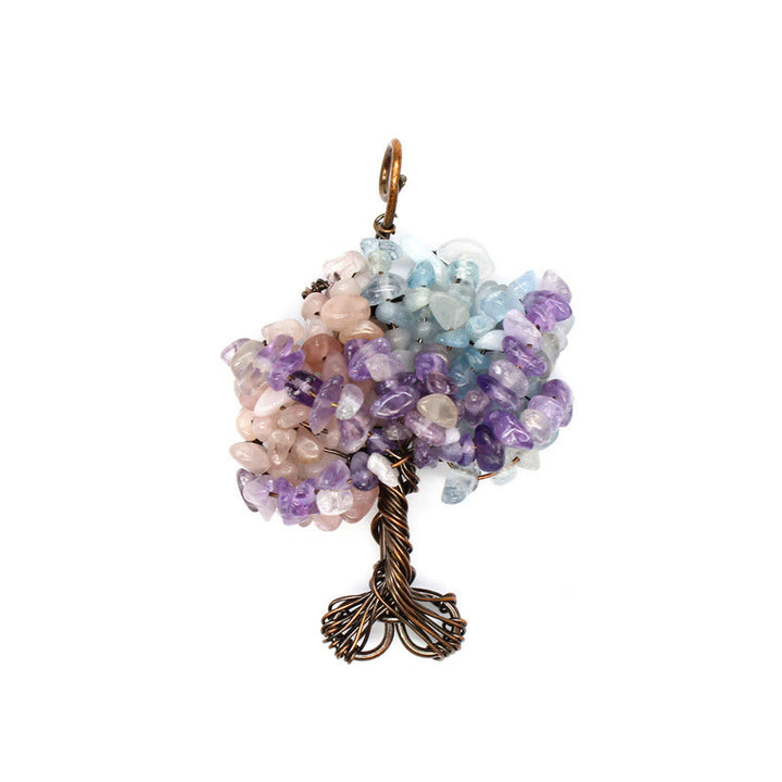 Olivenorma Cristallo Ghiaia Chakra Albero della vita Collana pendente 