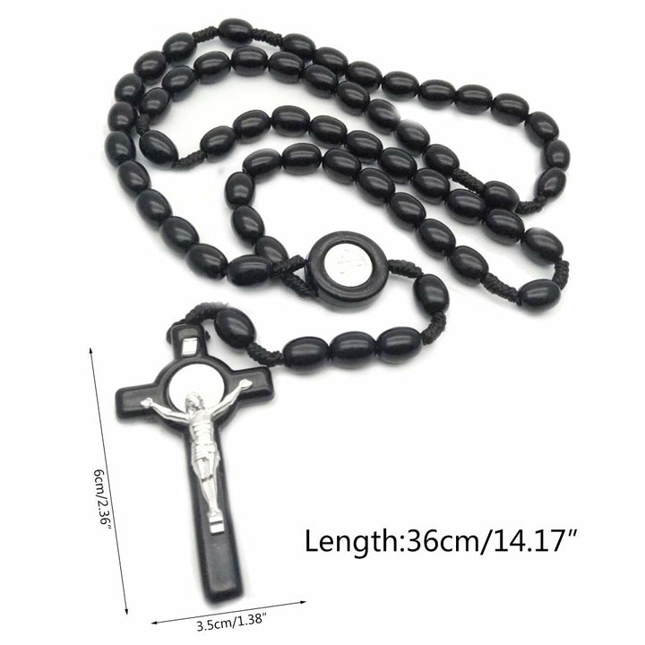Collana con rosario e croce in perline di legno Olivenorma 