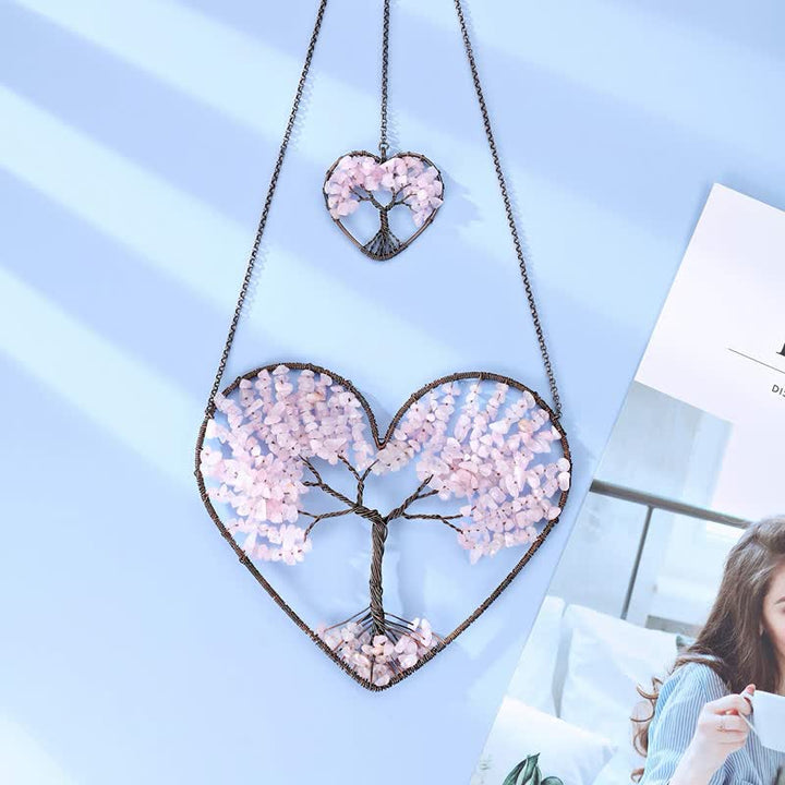 Olivenorma Cuore Forma Chakra Albero della Vita Cristallo Dream Catcher