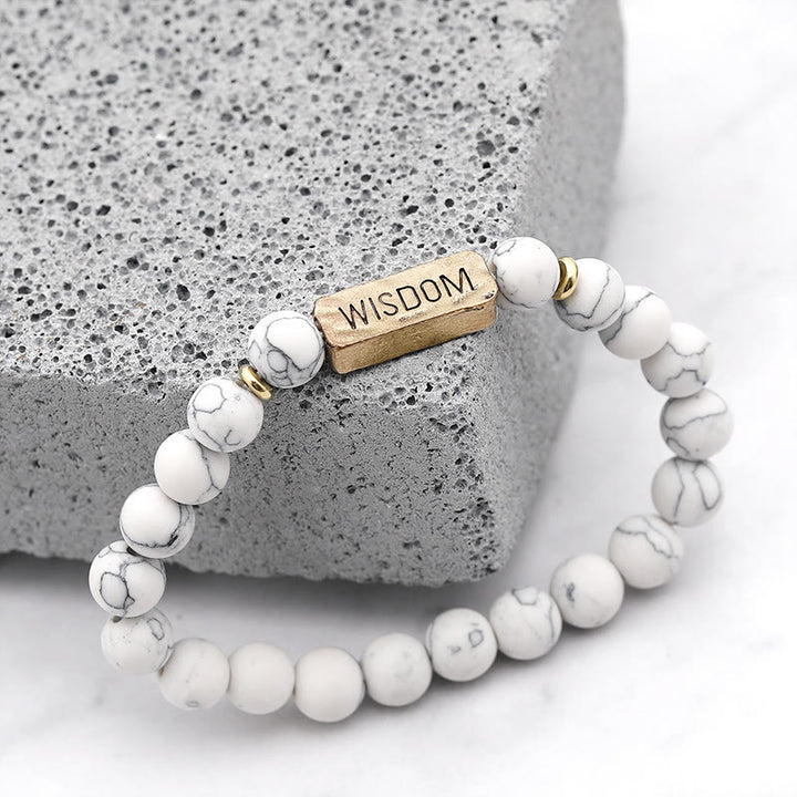 Bracciale con incisione della saggezza delle pietre preziose naturali Olivenorma