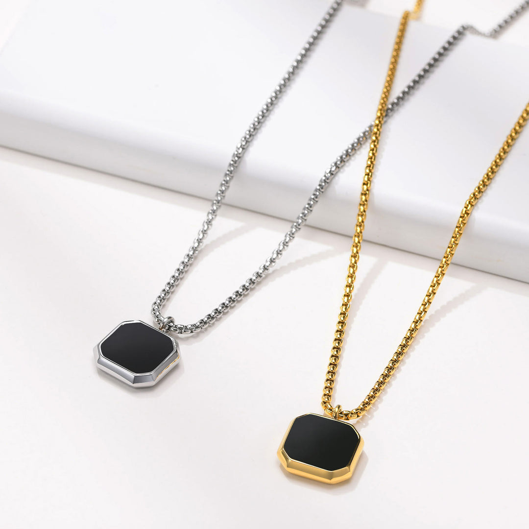 Olivenorma Collana con ciondolo quadrato da uomo con catena lunga per maglione 