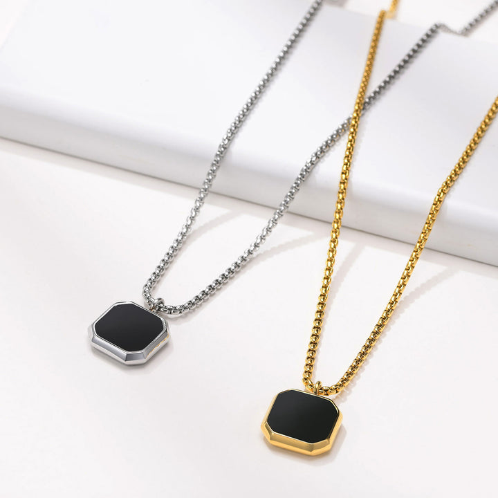 Olivenorma Collana con ciondolo quadrato da uomo con catena lunga per maglione 