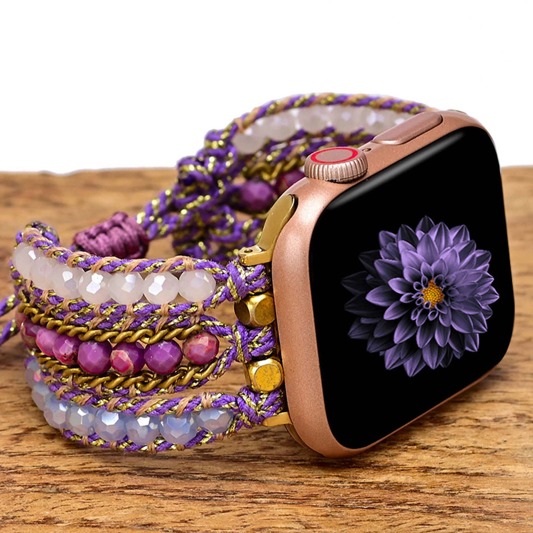 Braccialetto Boho con cinturino intrecciato in cristallo naturale Olivenorma