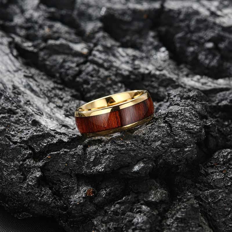 Anello Olivenorma in legno di Koa e conchiglia di abalone in carburo di tungsteno 