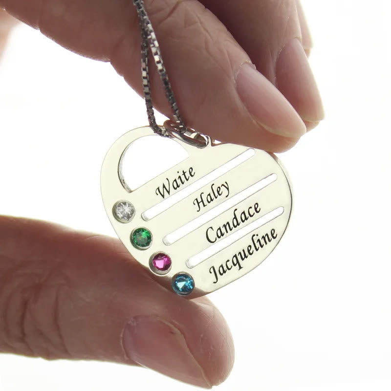 Collana con ciondolo con nome e pietra portafortuna a forma di cuore Olivenorma