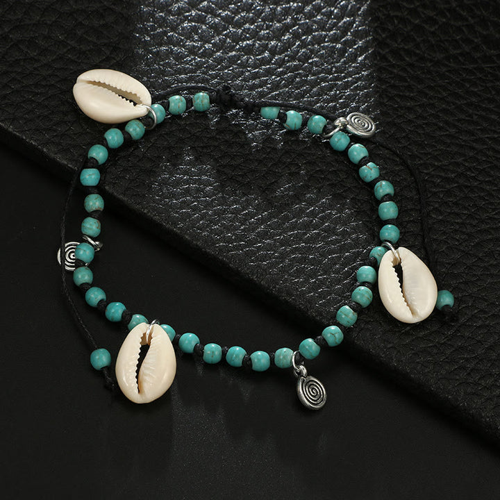 Olivenorma Bracciale Cavigliera con Ciondolo in Perline di Turchese Naturale