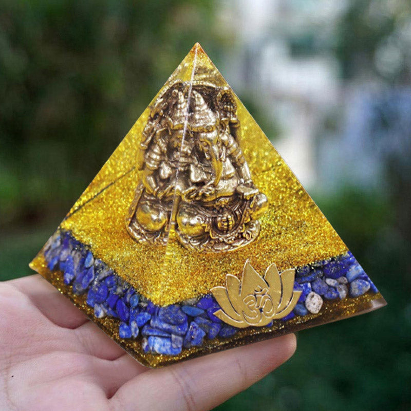 Olivenorma Lapislazzuli con simbolo di elefante Piramide di Orgone