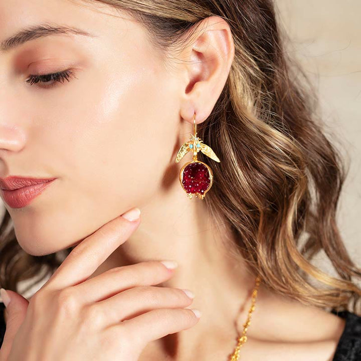 Olivenorma Orecchini alla moda con semi di melograno portafortuna
