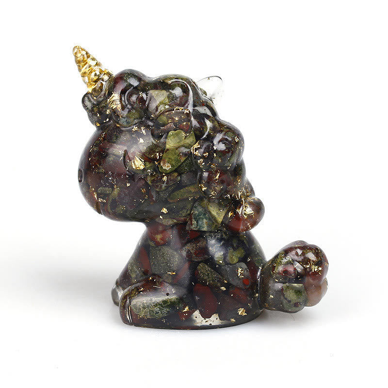 Decorazione in pietra preziosa di unicorno di cristallo Olivenorma - Pietra del sangue di drago e lamina d'oro - image 44