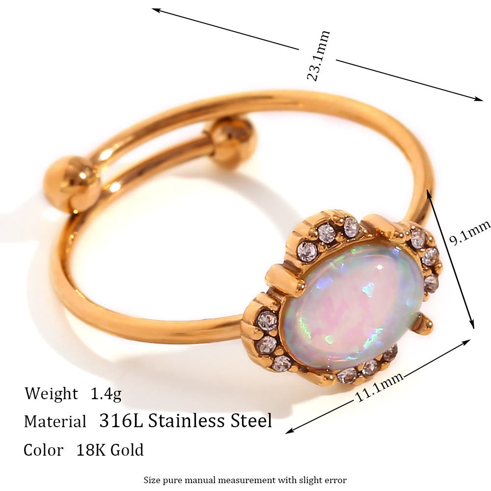 Anello regolabile Olivenorma Natural Opal Sun Heart 