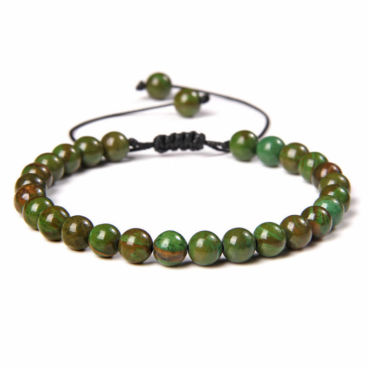 Bracciale intrecciato con perline di pietra naturale Olivenorma da 6 mm 