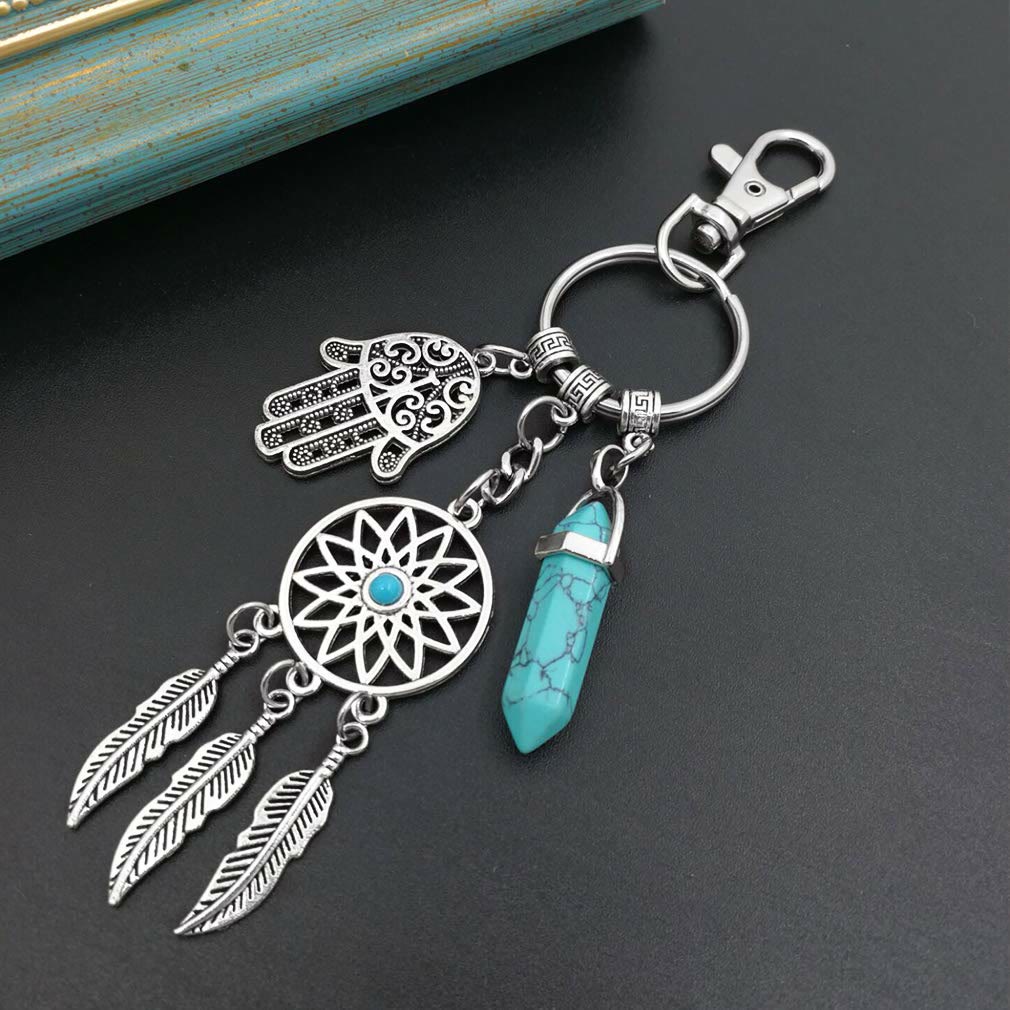 Olivenorma Natural Gemstone Dreamcatcher Ciondolo Hamsa Portachiavi
