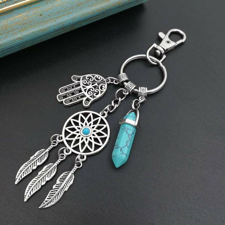 Olivenorma Natural Gemstone Dreamcatcher Ciondolo Hamsa Portachiavi