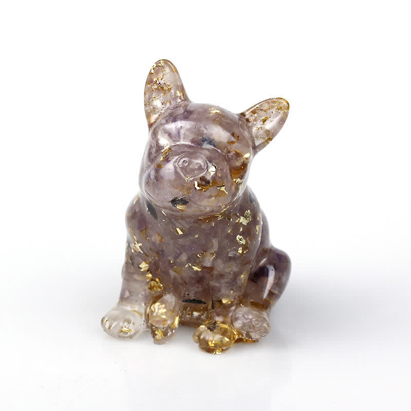 Decorazione in pietra preziosa Bulldog francese in cristallo Olivenorma