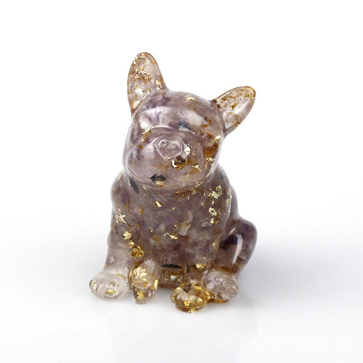 Decorazione in pietra preziosa Bulldog francese in cristallo Olivenorma