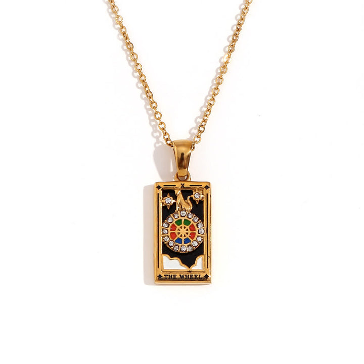 Collana con tarocchi in acciaio inossidabile placcato oro 18k Olivenorma 