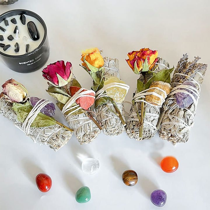 Olivenorma Cristallo Naturale Pianta Rosa Fiori secchi Salvia bianca