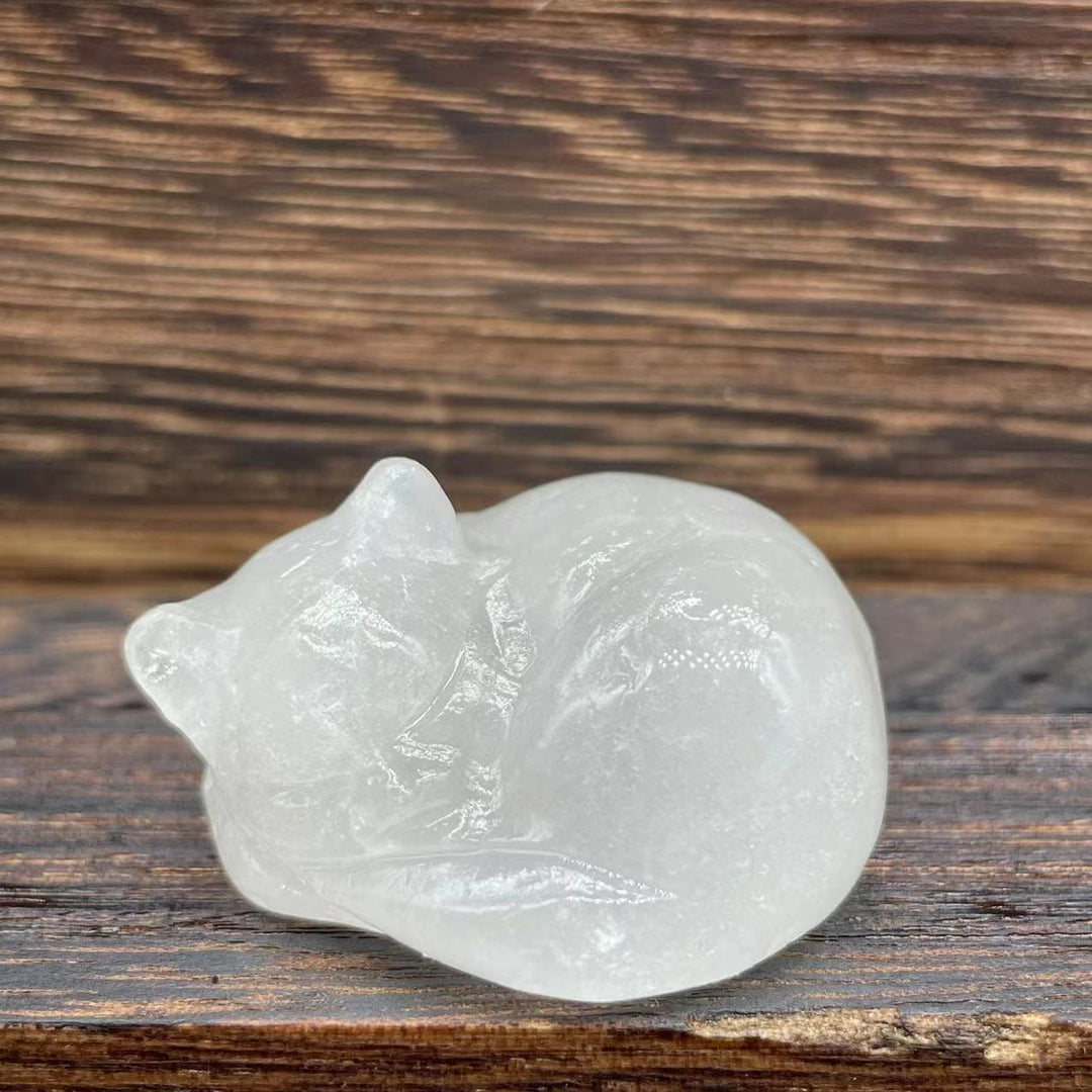 Olivenorma 4cm Decorazione in pietra preziosa di cristallo naturale a forma di gatto - Cristallo trasparente - image 39