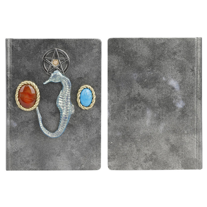 Olivenorma Quaderno decorativo con motivo cavalluccio marino turchese e agata rossa - image 6