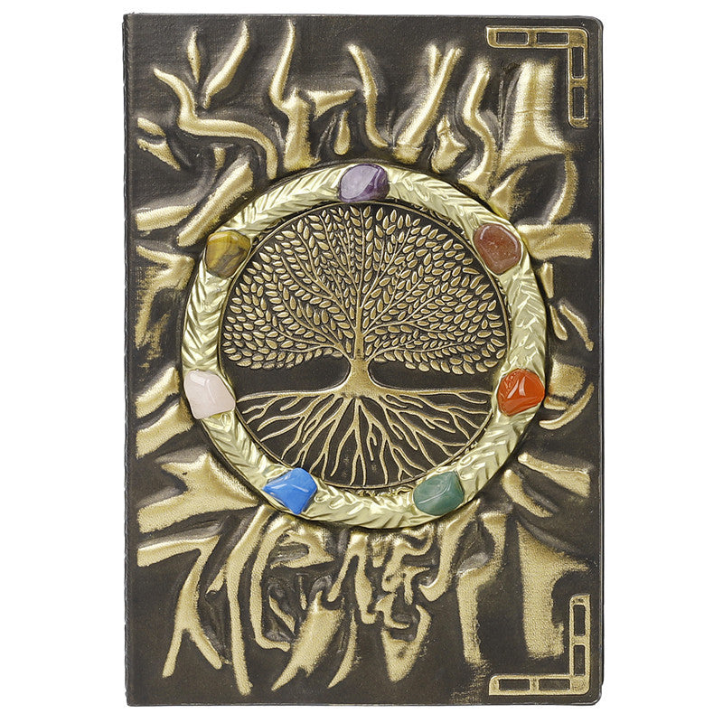 Quaderno con pietra di cristallo Olivenorma Chakra Albero della vita 