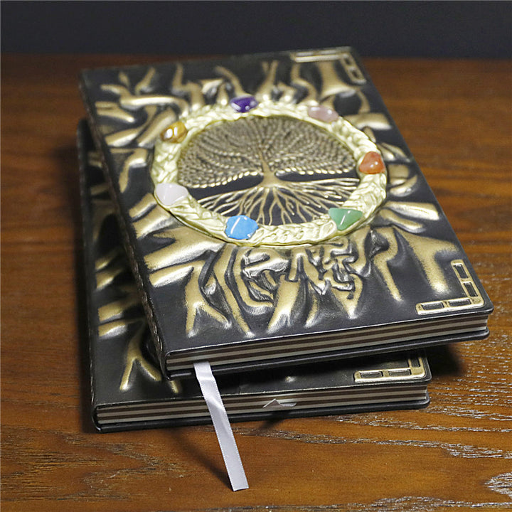 Quaderno con pietra di cristallo Olivenorma Chakra Albero della vita 