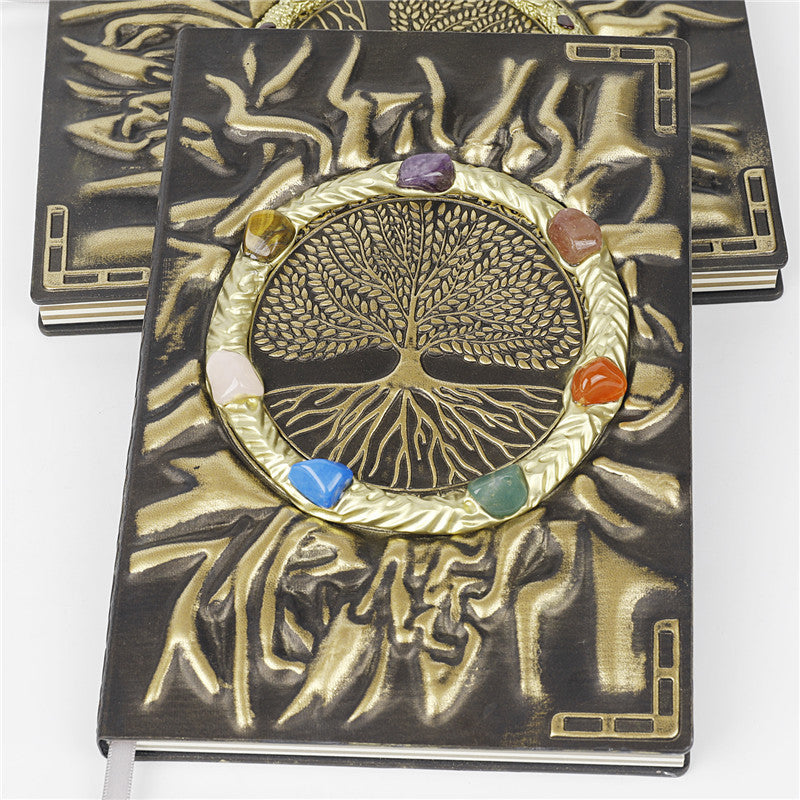 Quaderno con pietra di cristallo Olivenorma Chakra Albero della vita 
