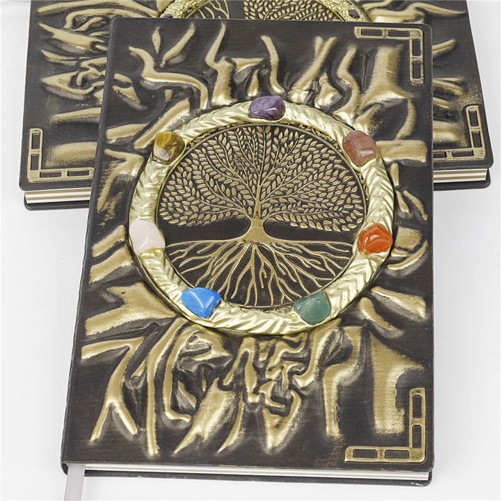 Quaderno con pietra di cristallo Olivenorma Chakra Albero della vita 