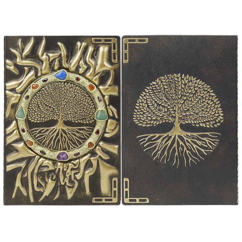 Quaderno con pietra di cristallo Olivenorma Chakra Albero della vita 