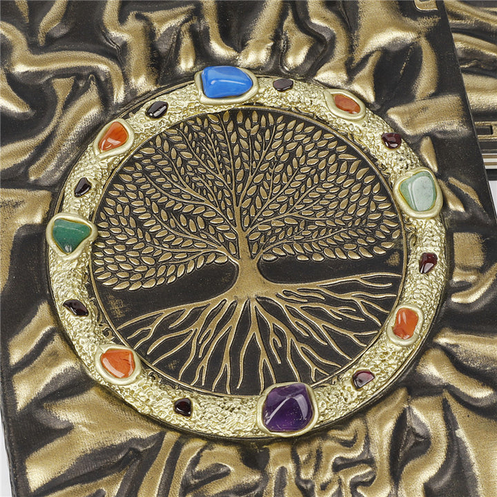 Quaderno con pietra di cristallo Olivenorma Chakra Albero della vita 