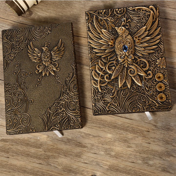 Olivenorma Crystal Stone Phoenix Quaderno in pelle goffrata