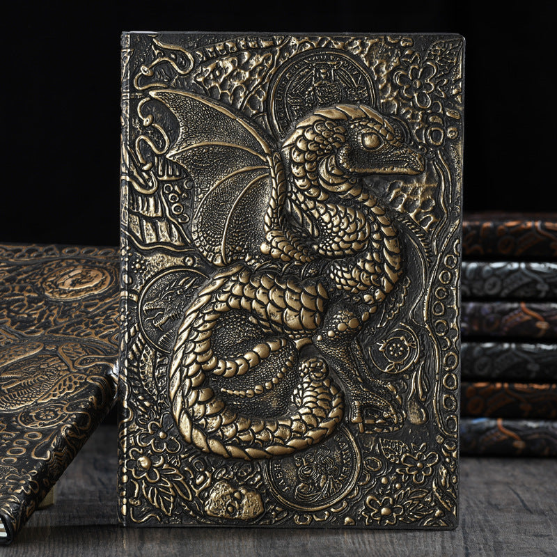 Olivenorma Journal Quaderno con motivo artistico in rilievo 3D Dragon 