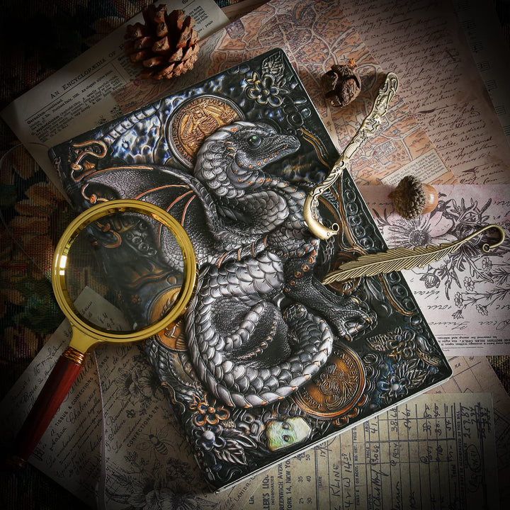 Olivenorma Journal Quaderno con motivo artistico in rilievo 3D Dragon 