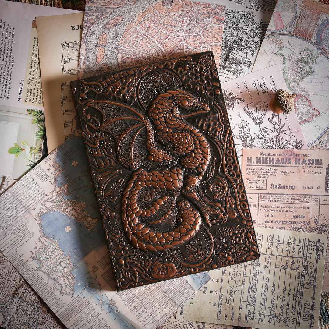 Olivenorma Journal Quaderno con motivo artistico in rilievo 3D Dragon 