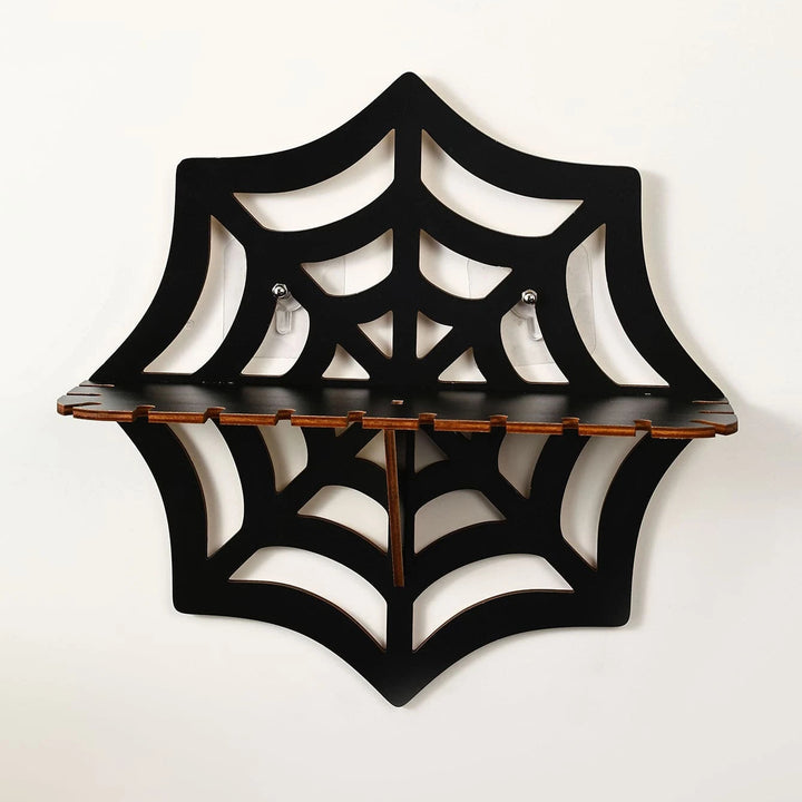 Portacandele in legno espositivo Olivenorma Spider con ripiano in cristallo