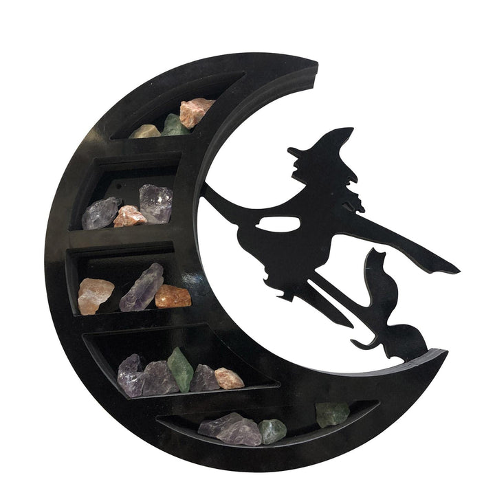 Mensola in cristallo nero a forma di strega della luna Olivenorma