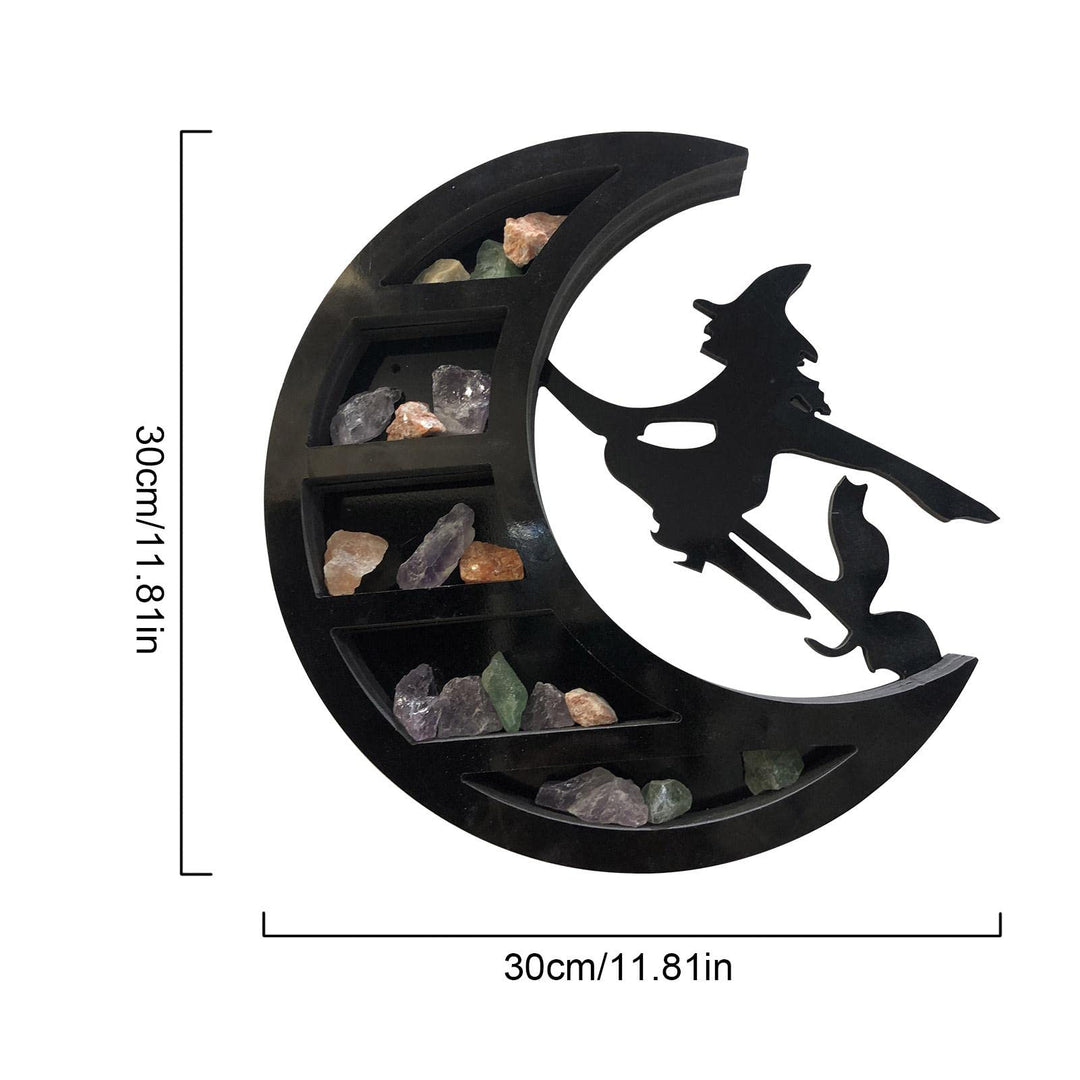 Mensola in cristallo nero a forma di strega della luna Olivenorma