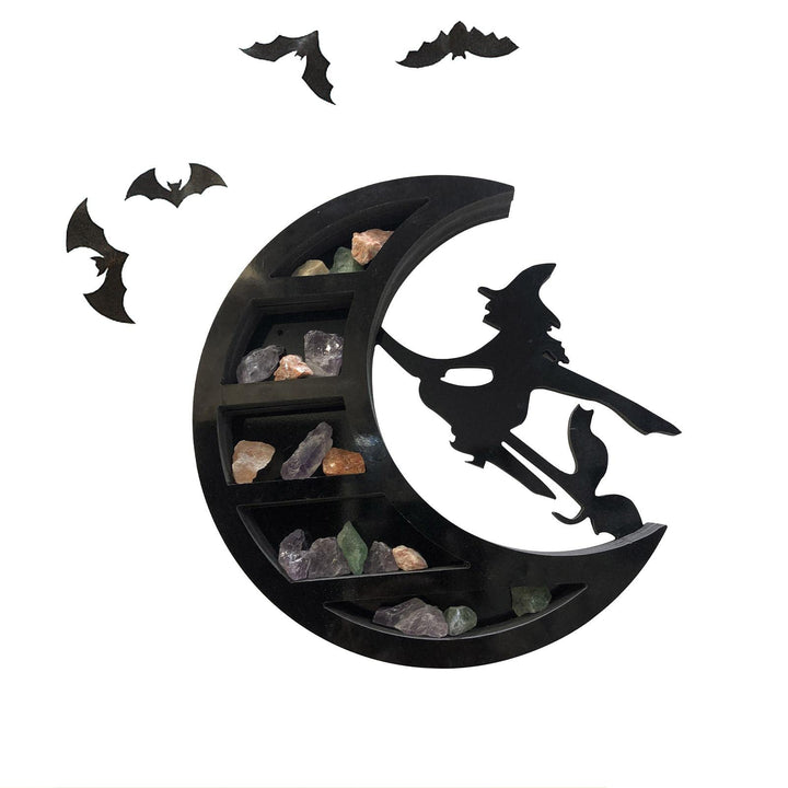 Mensola in cristallo nero a forma di strega della luna Olivenorma