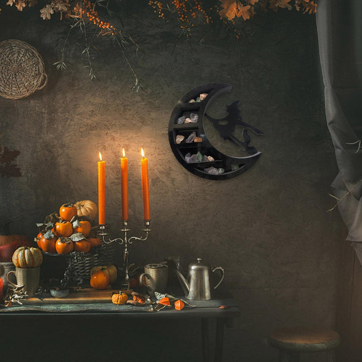 Mensola in cristallo nero a forma di strega della luna Olivenorma