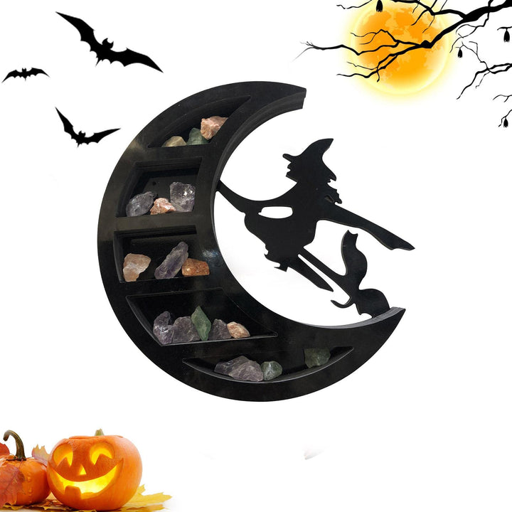 Mensola in cristallo nero a forma di strega della luna Olivenorma