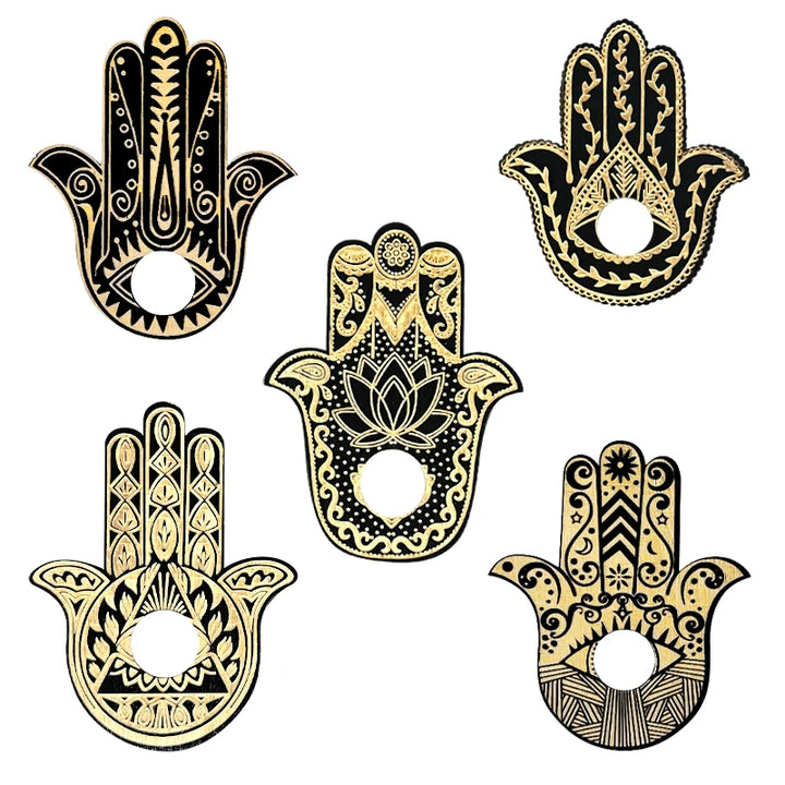 Olivenorma Home Decor Supporto per sfera di cristallo Hamsa in legno