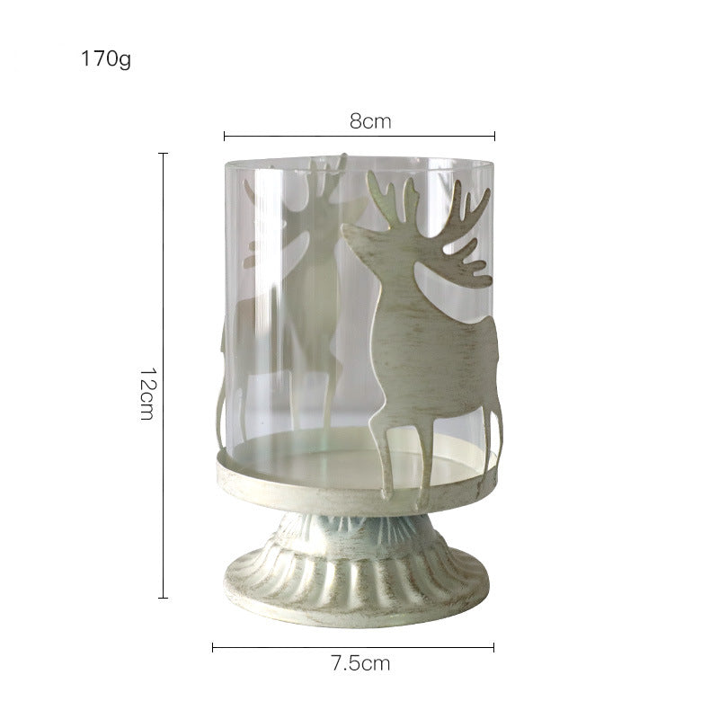 Portacandele natalizio in vetro a forma di cuore di alce in stile retrò Olivenorma