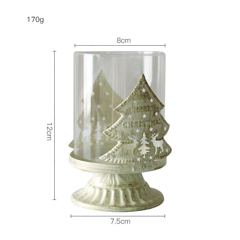 Portacandele natalizio in vetro a forma di cuore di alce in stile retrò Olivenorma